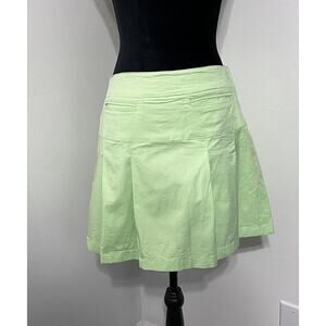 VTG Y2K Mini Skirt Skort Light Green Pleated Stretch sz 6 preppy Golf Tenniscore